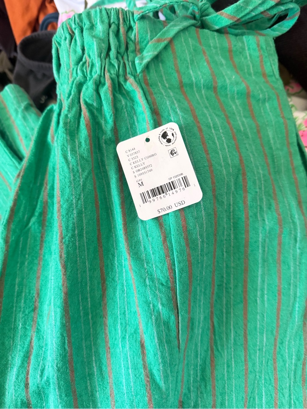 Free People Wide Leg Pants in Green Stripe - Picture 3 of 3